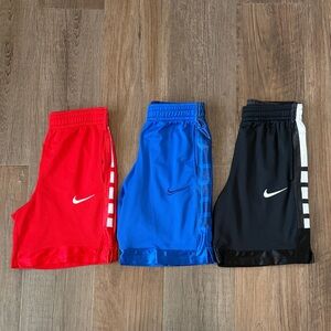 THREE pairs boys Nike Dri-Fit Elite basketball shorts
